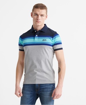 Superdry Organic Cotton Malibu Stripe Férfi Póló Sötétkék/Csíkok | TXYQL5609